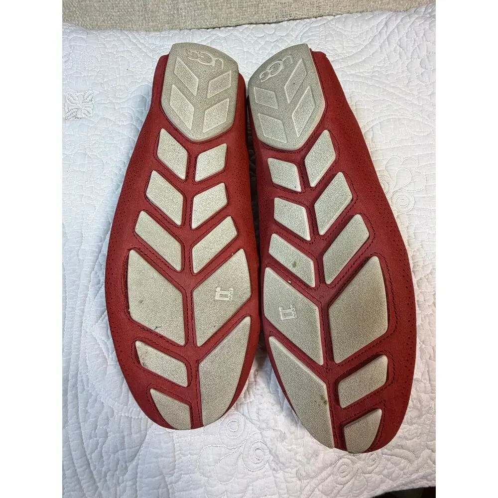 UGG Men 10 Red Suede Perforated Driving Moc Energy Comfort Casual Loafers Casual